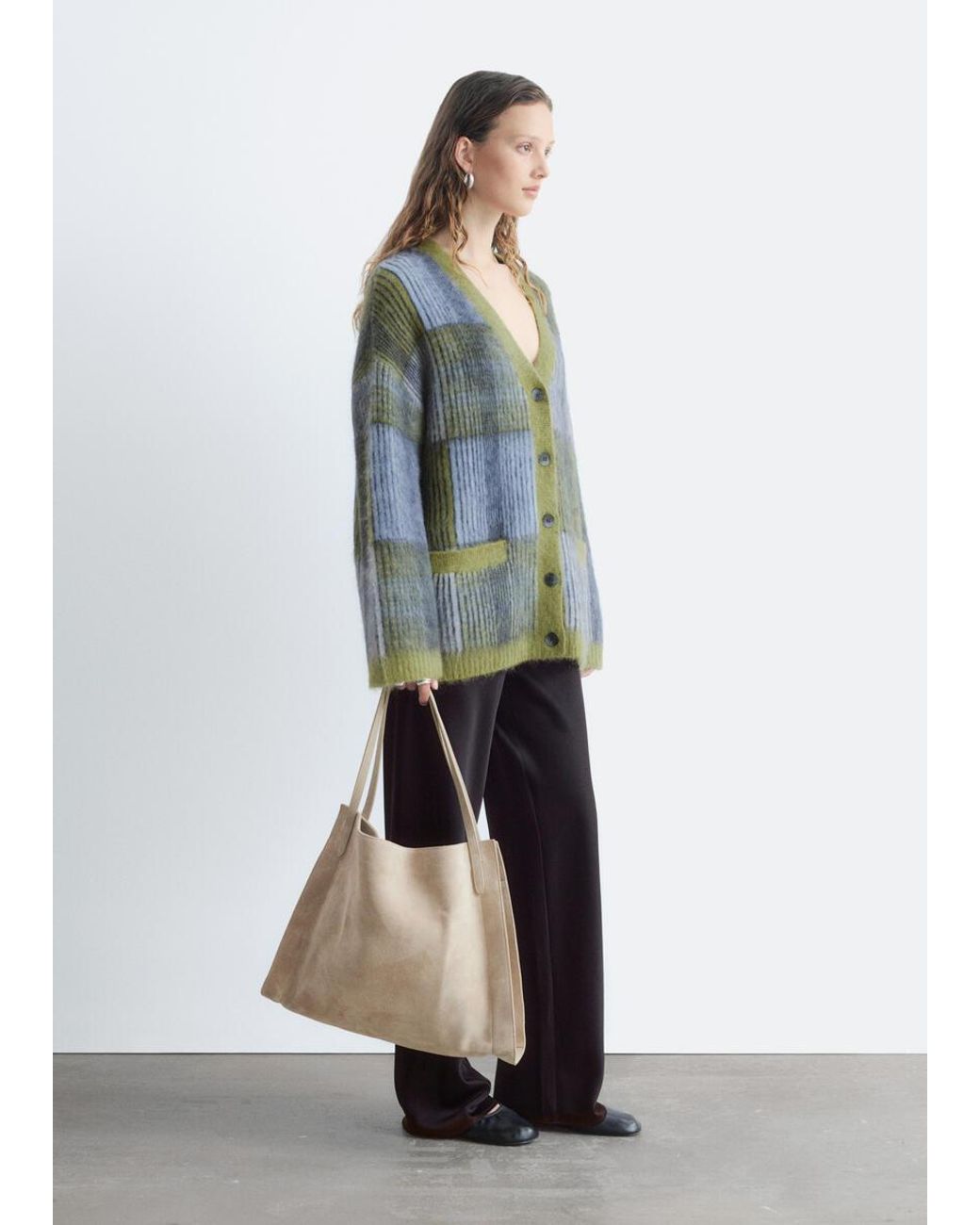 & Other Stories Green Mohair Blend Cardigan