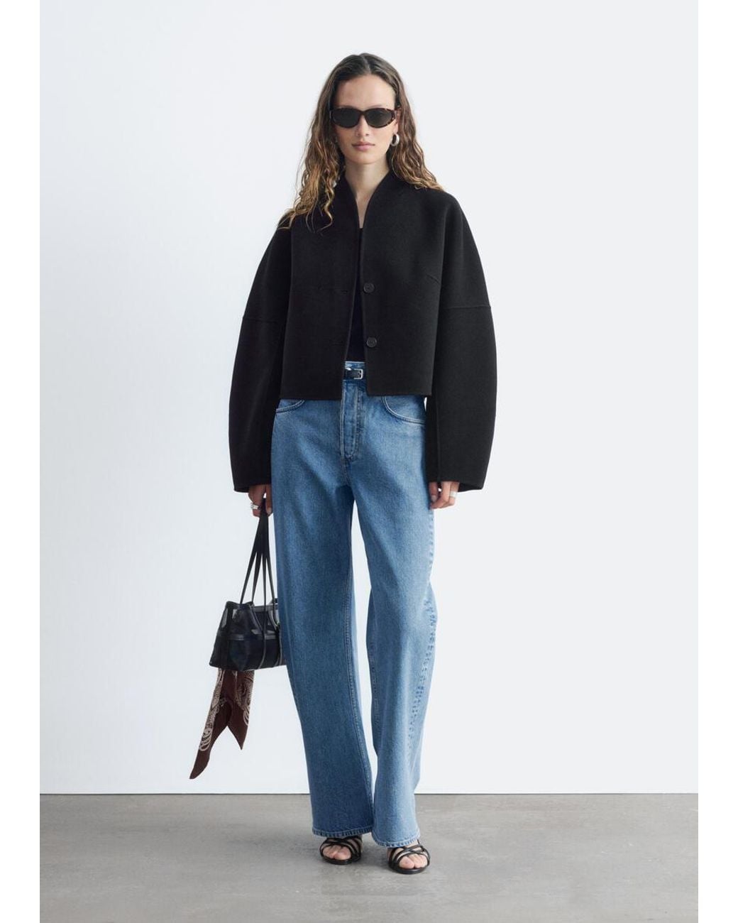 & Other Stories Black Wool Doublé Jacket