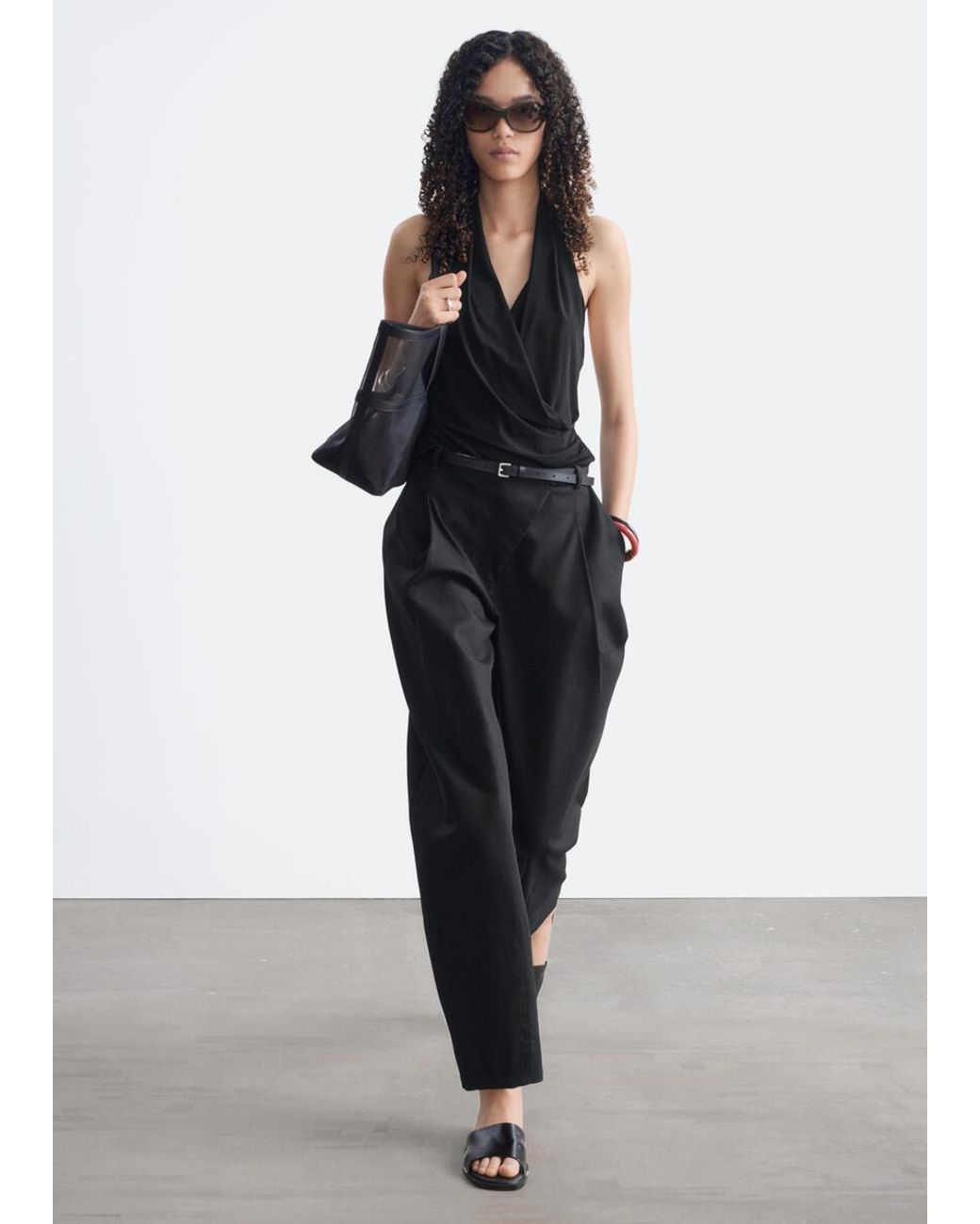 & Other Stories Gray Barrel-Leg Trousers