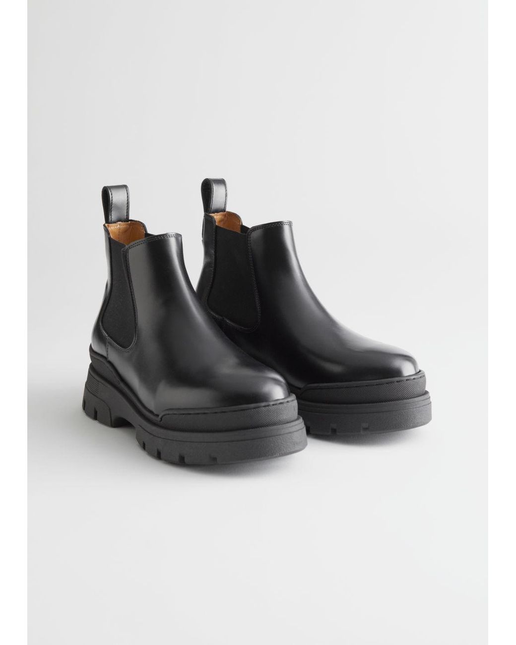 & Other Stories Chunky Leather Chelsea Boots in Black - Lyst