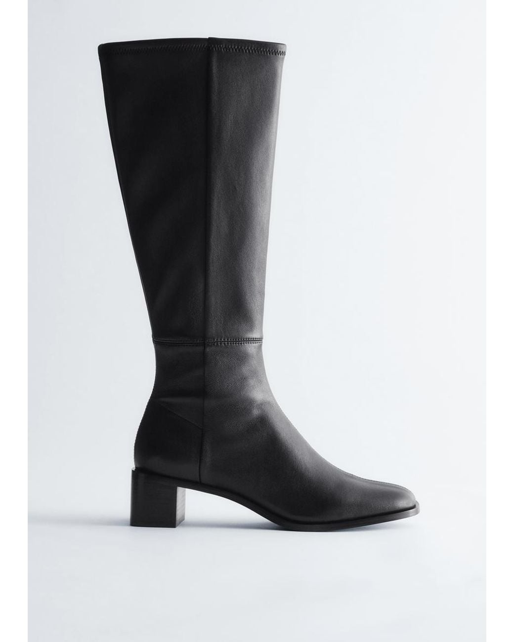 & Other Stories Gray Knee-High Nappa Sock Boots