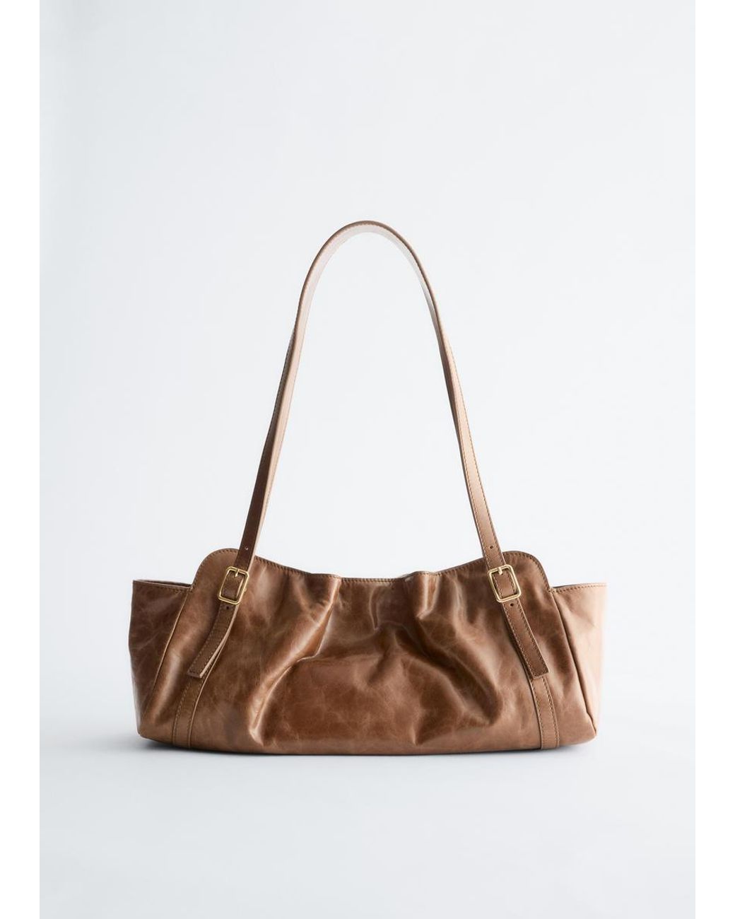 & Other Stories Brown Low-Profile Leather Shoulder Bag