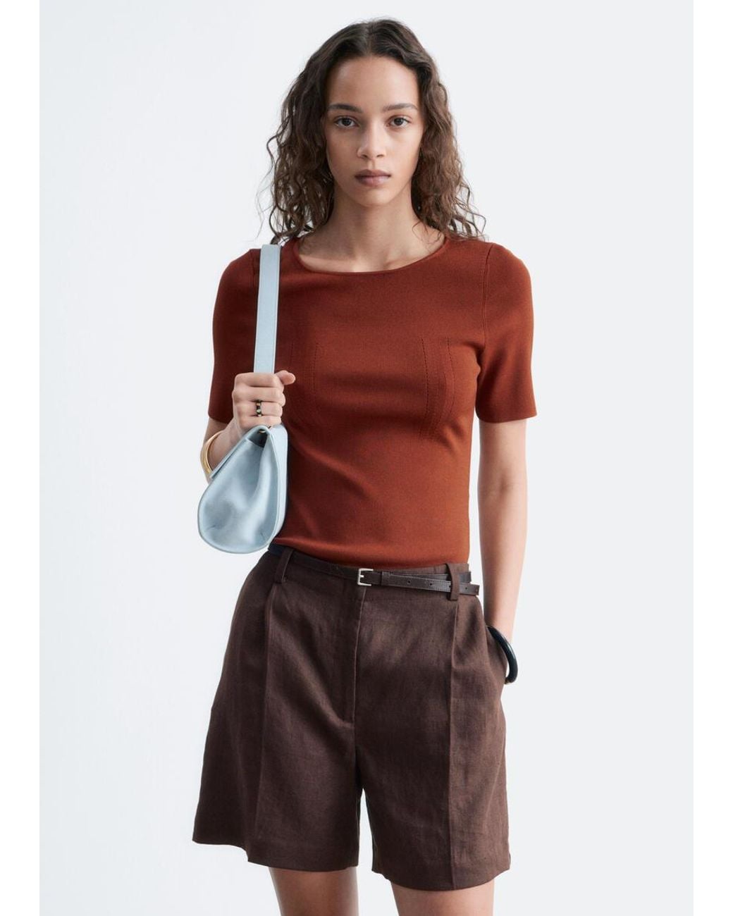 & Other Stories Red Slim Knitted T-Shirt