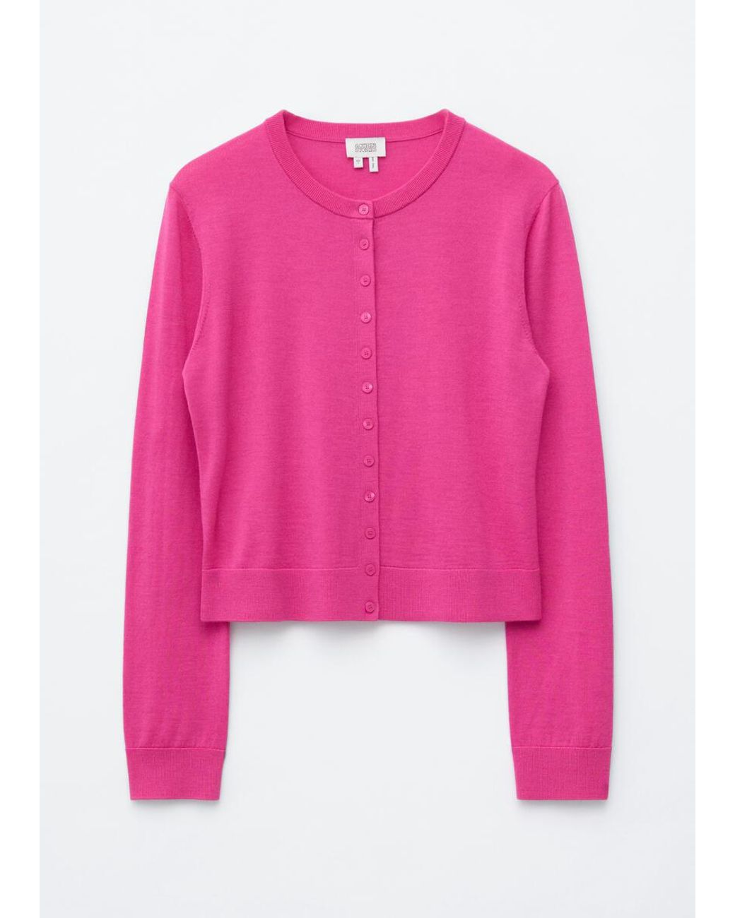 & Other Stories Pink Plain-Knit Wool Cardigan
