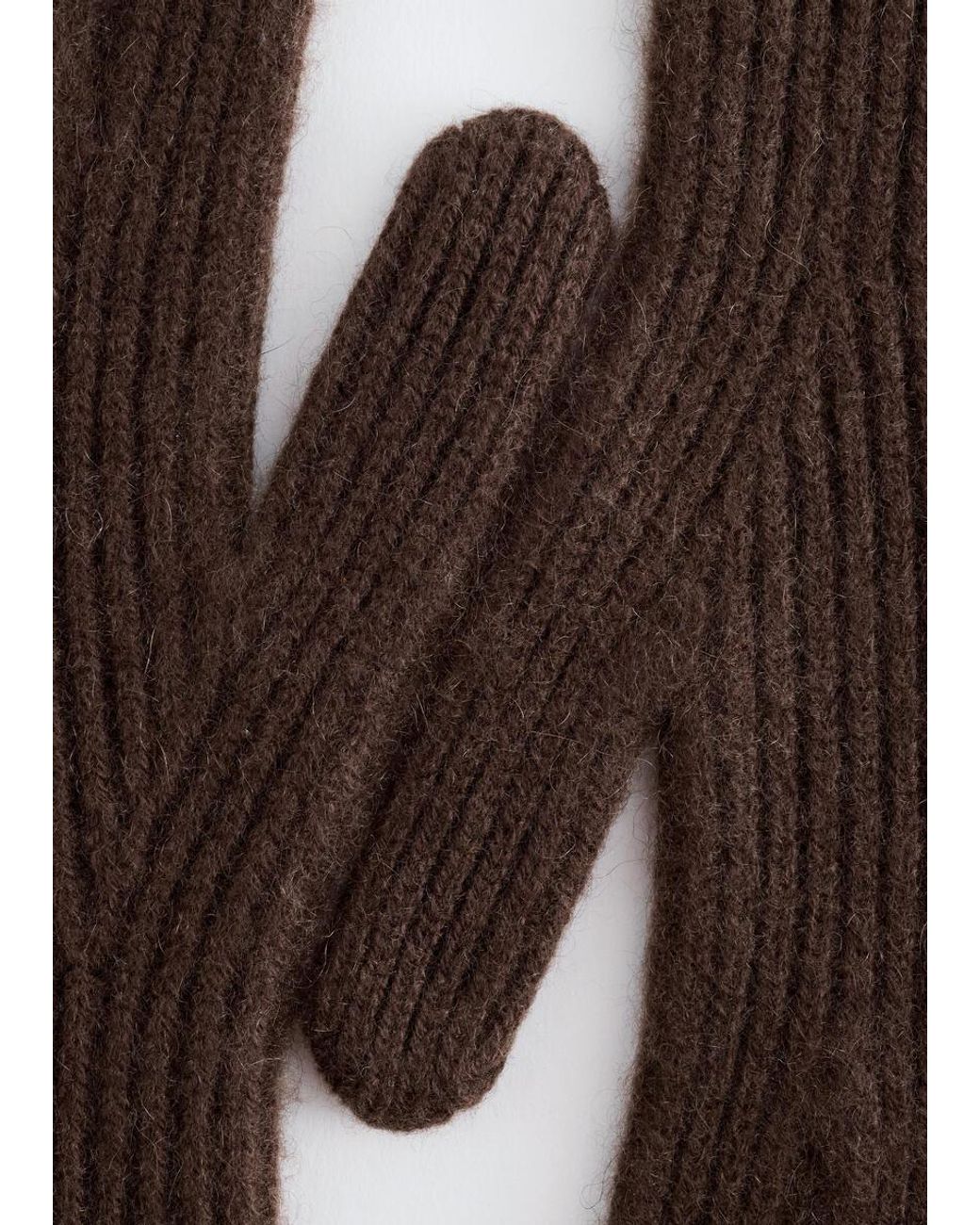 & Other Stories Brown Ribbed Cashmere Gloves