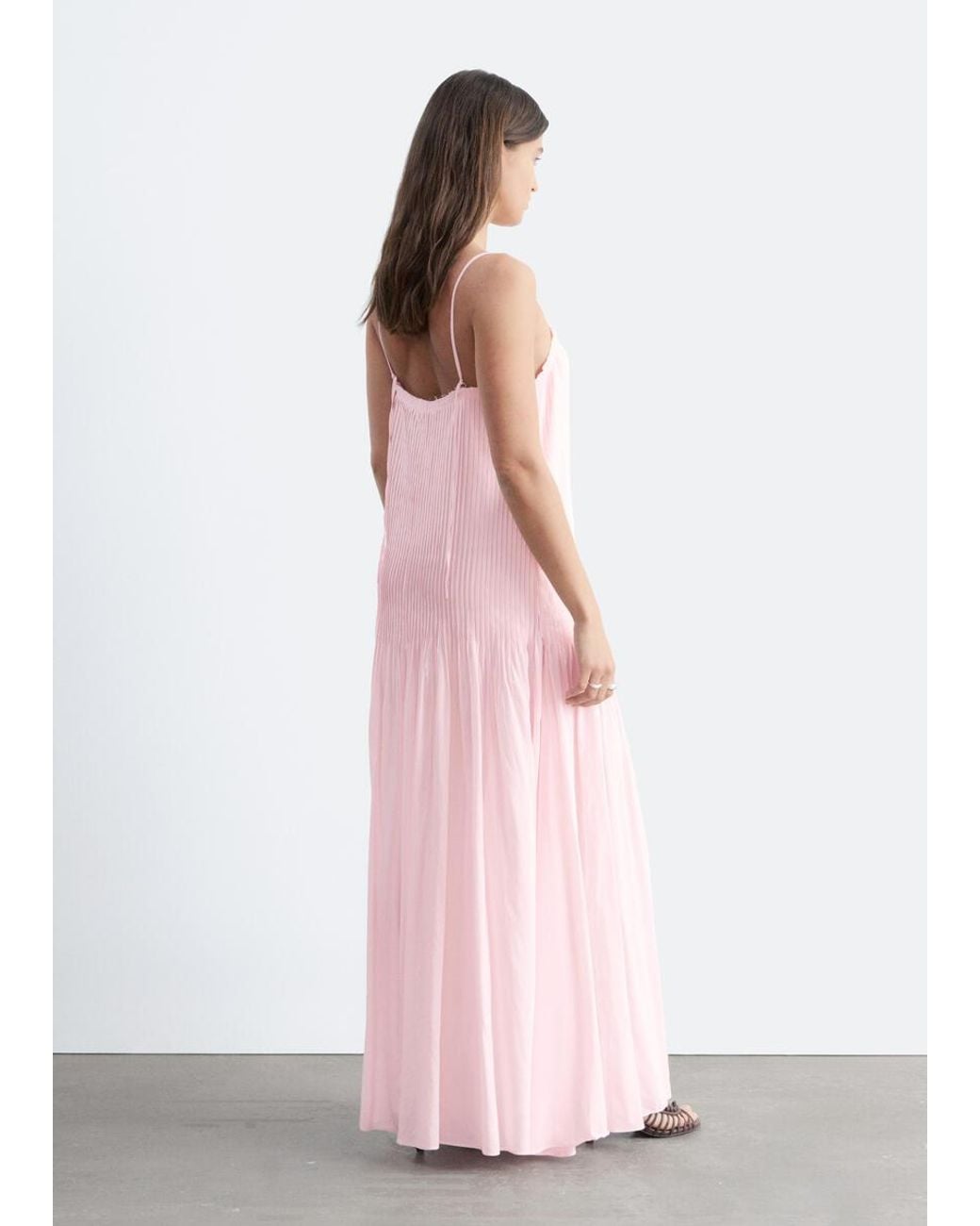 & Other Stories Pink Pleated Bodice Maxi Dress