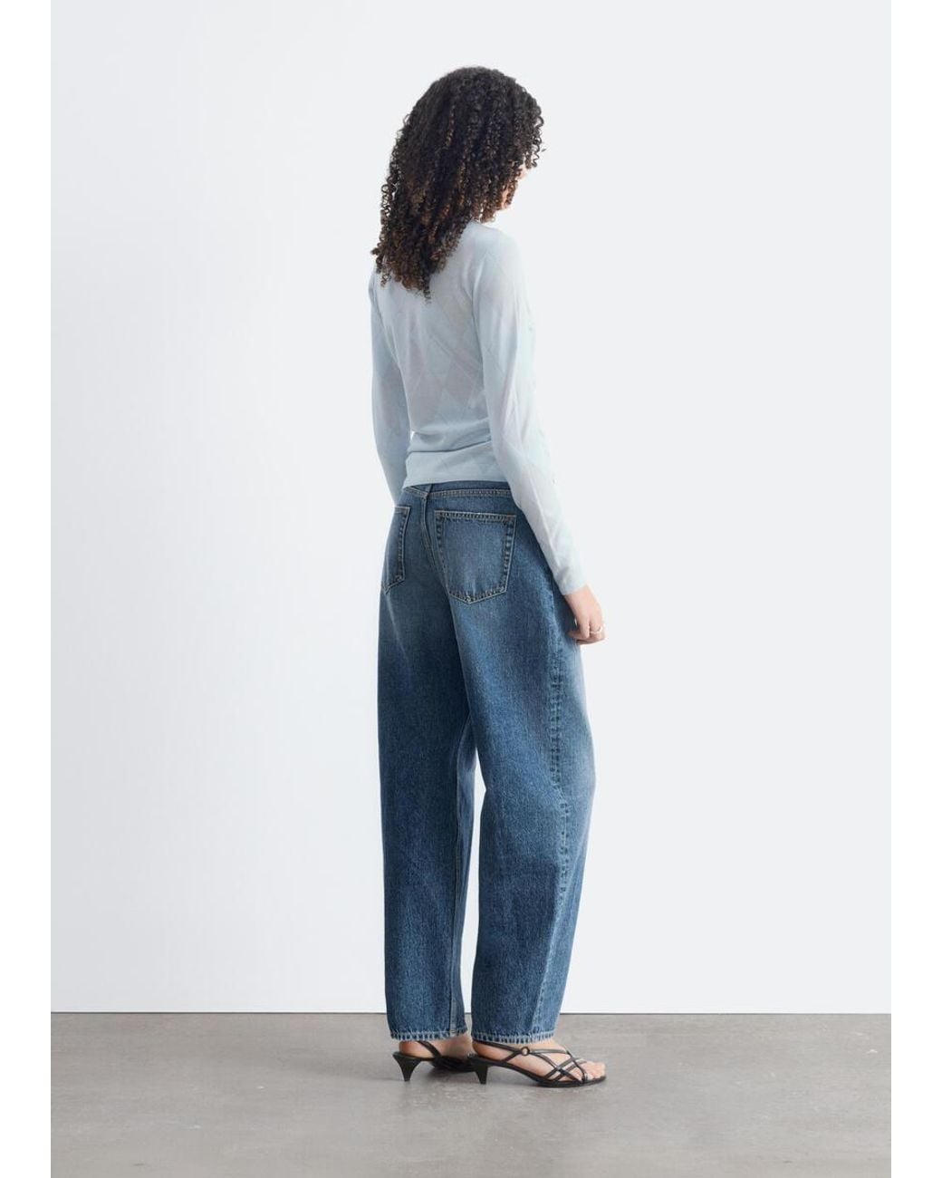 & Other Stories Blue Mock Neck Wool Top