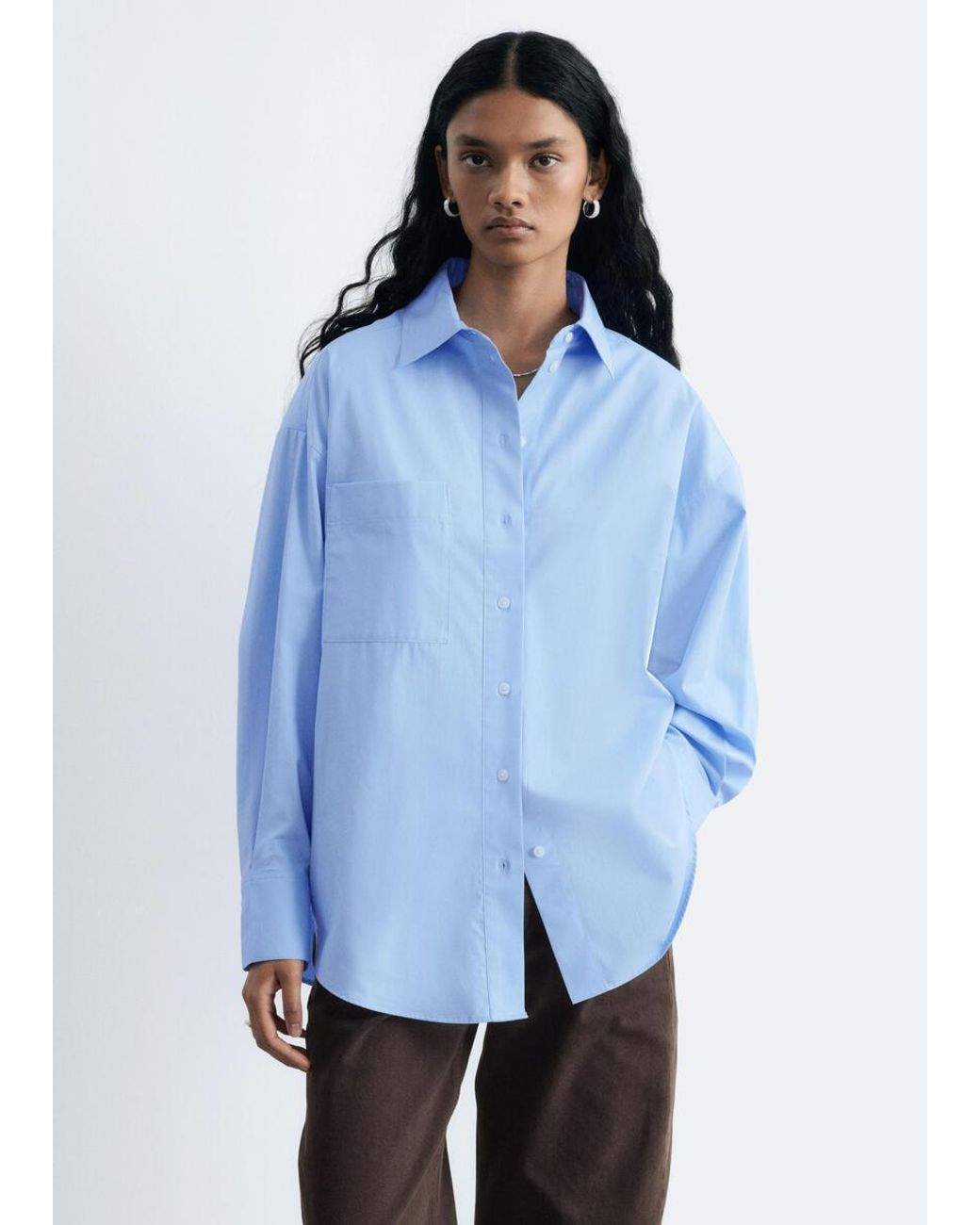 & Other Stories Blue Oversized Cotton Shirt