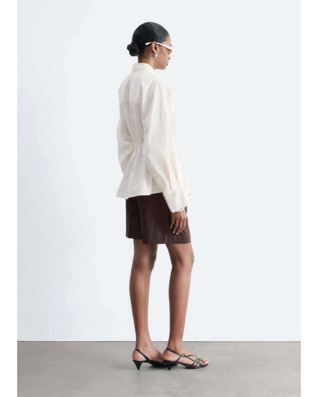 & Other Stories White Cotton Poplin Drawstring Shirt