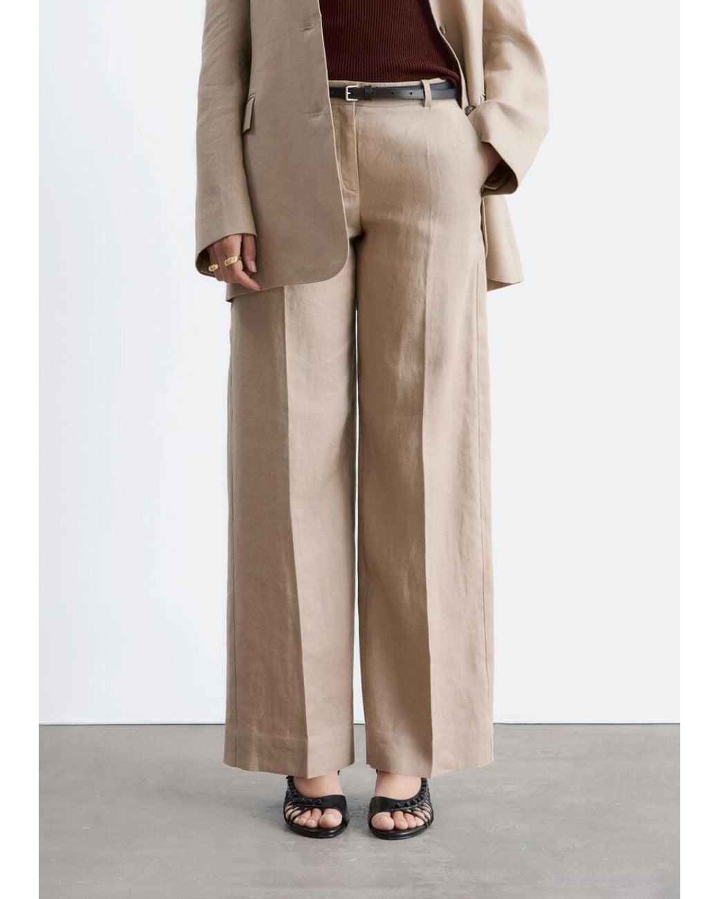 & Other Stories Natural Tailored Linen Trousers