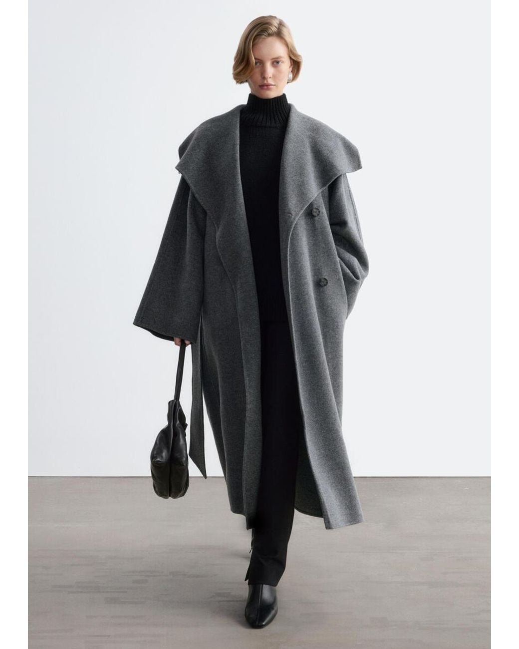& Other Stories Gray Shawl-Collar Wool Maxi Coat