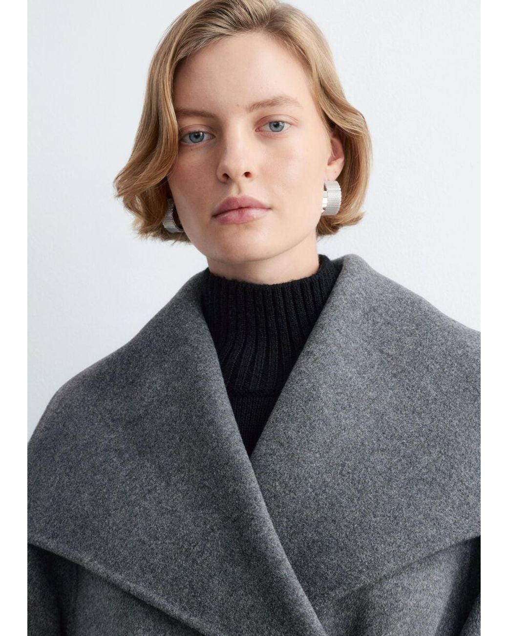 & Other Stories Gray Shawl-Collar Wool Maxi Coat