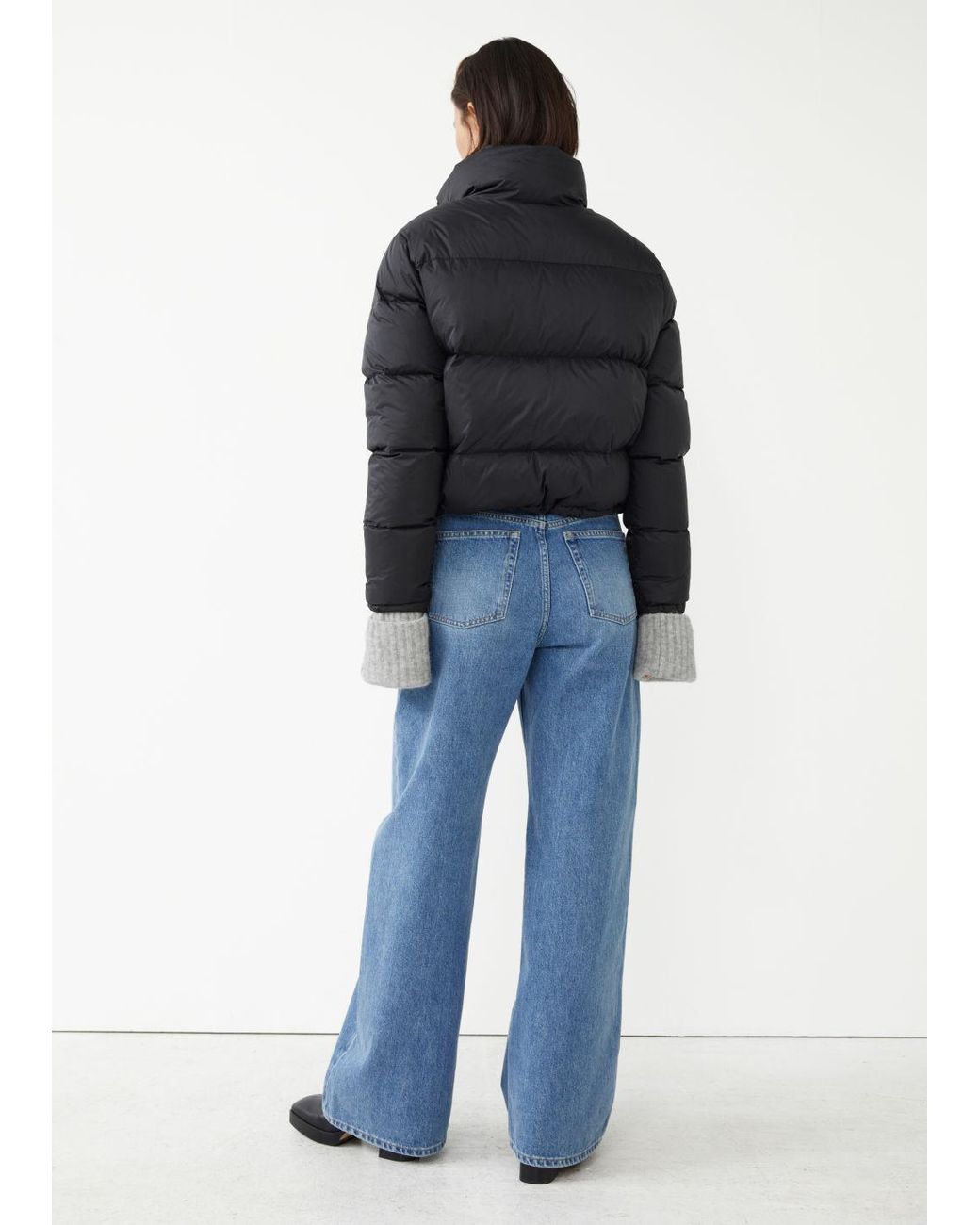 black boxy puffer jacket