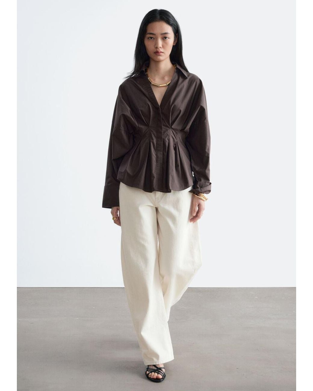 & Other Stories Black Fitted-Waist Shirt
