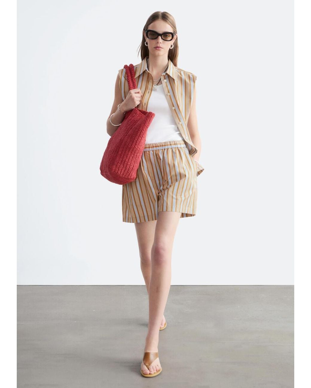 & Other Stories White High-Waist Cotton Shorts