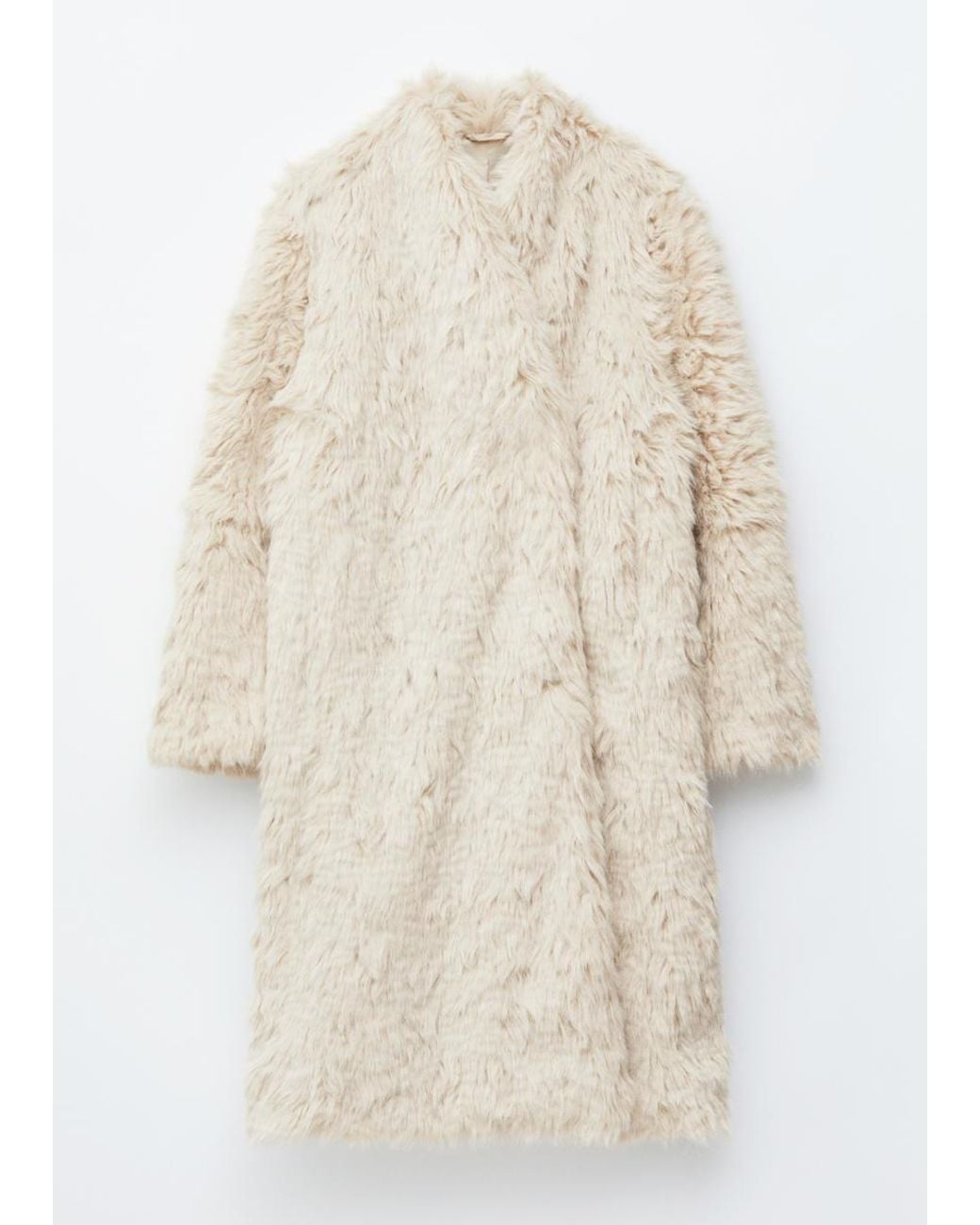 & Other Stories Natural Faux Fur Midi Coat
