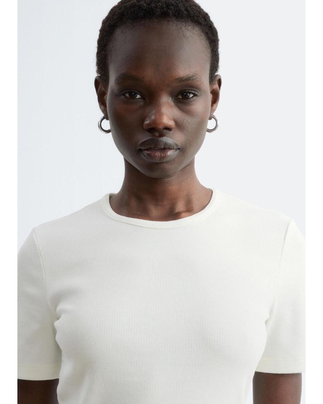 & Other Stories White Ribbed T-Shirt