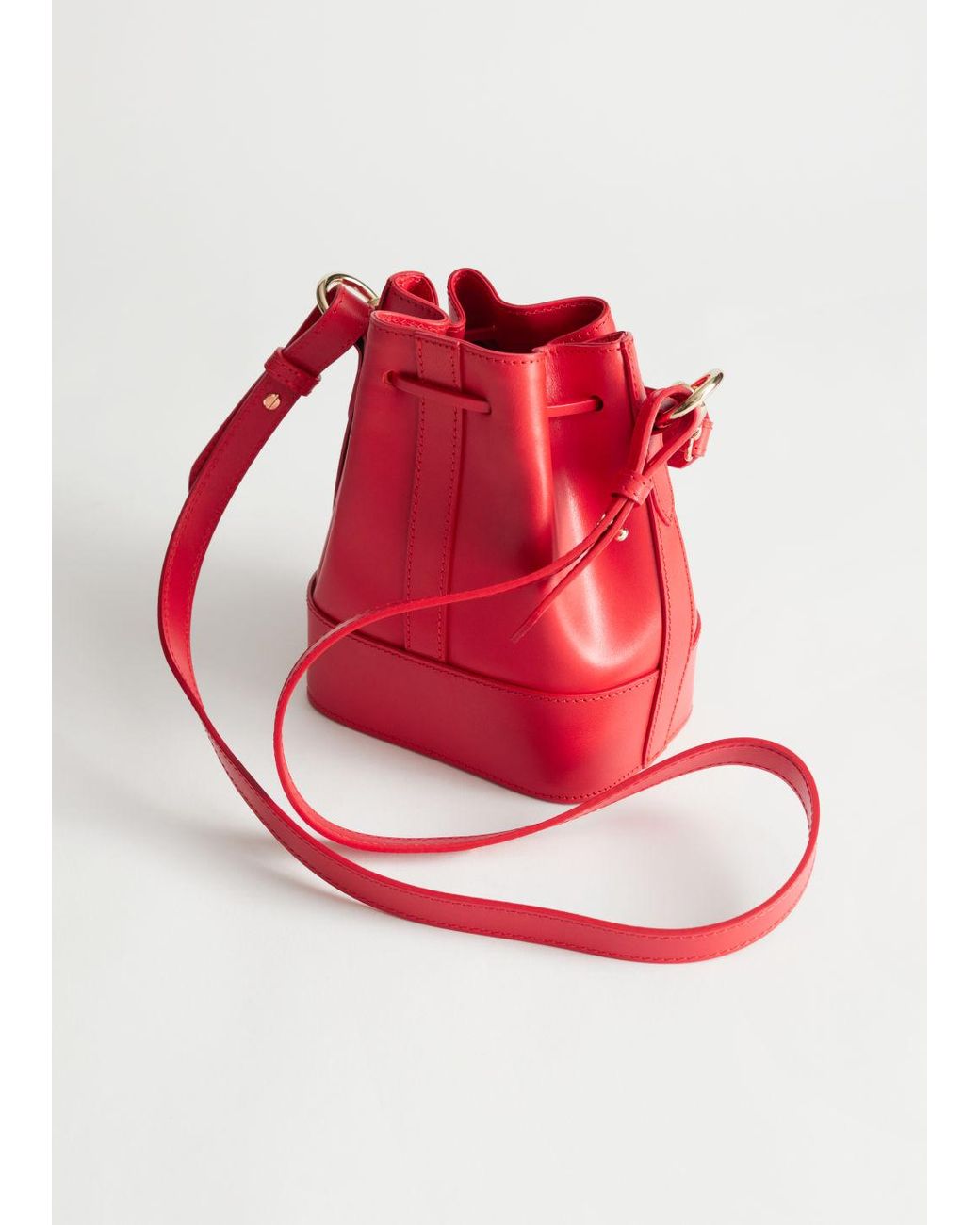 Other Stories Leather Bucket Bag in Red Lyst