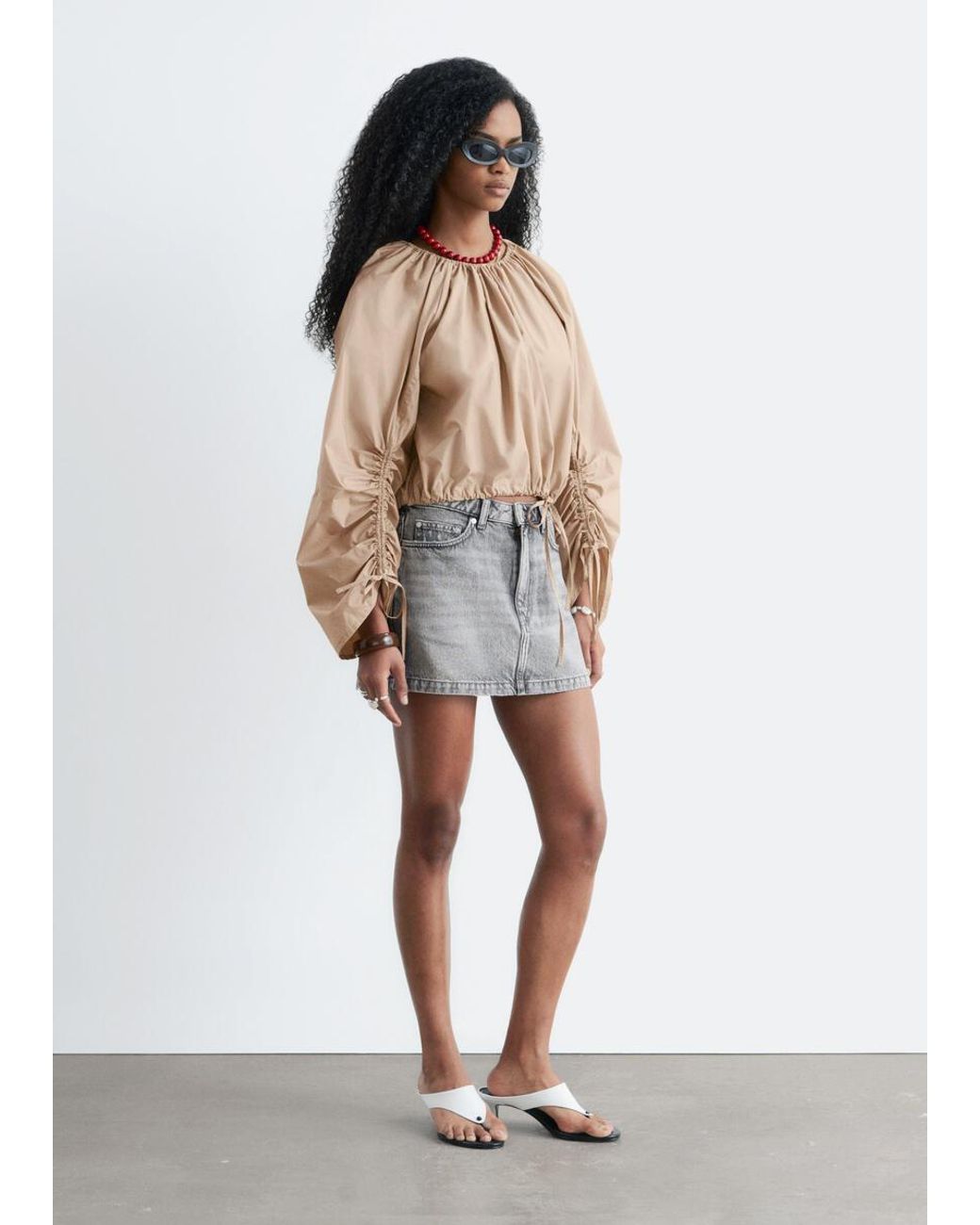 & Other Stories White Denim Mini Skirt