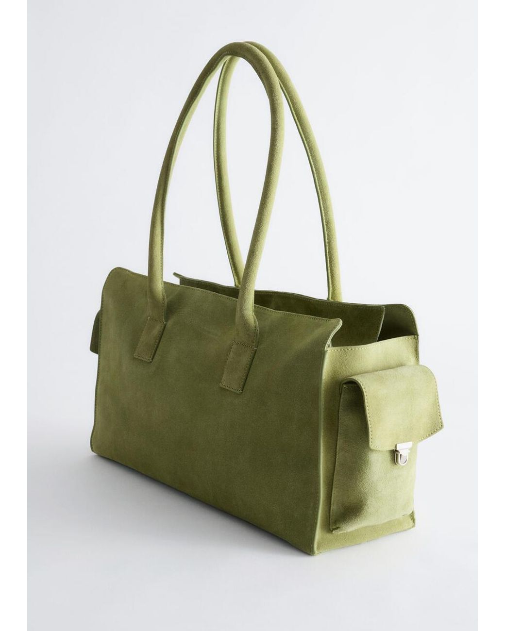 & Other Stories Green Split-Suede Tote