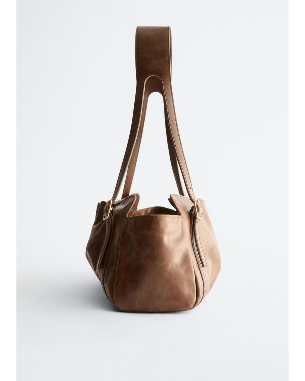 & Other Stories Brown Low-Profile Leather Shoulder Bag