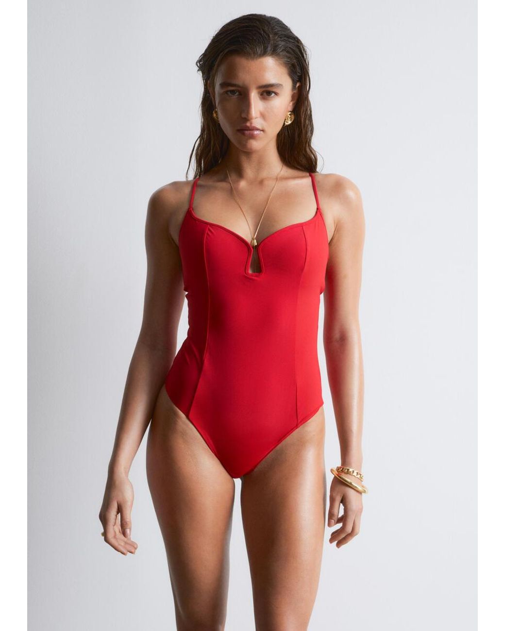 & Other Stories Red Triangle-Cut Swimsuit