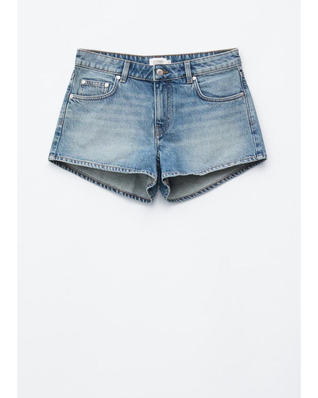& Other Stories Red Low-Waist Denim Mini Shorts