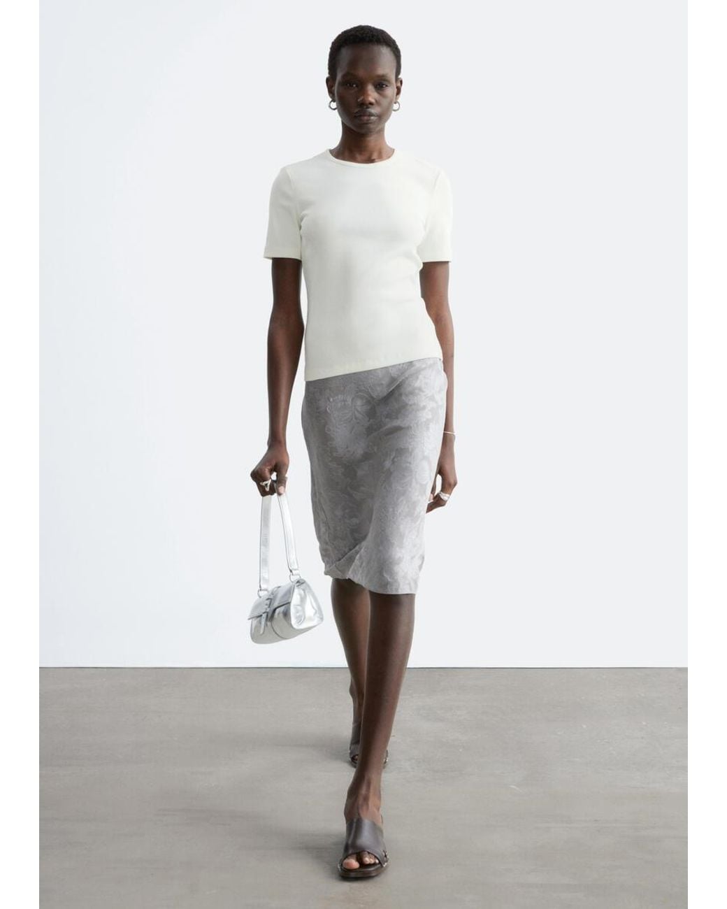 & Other Stories White Ribbed T-Shirt