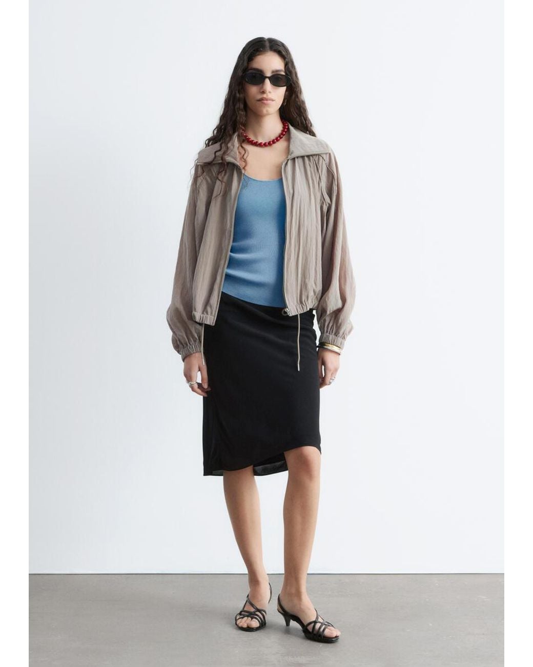 & Other Stories Gray Sporty Drawstring Jacket
