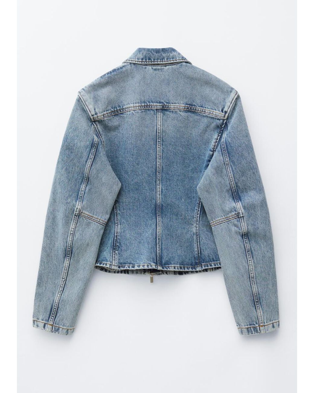 & Other Stories Blue Fitted Zip-Up Denim Jacket