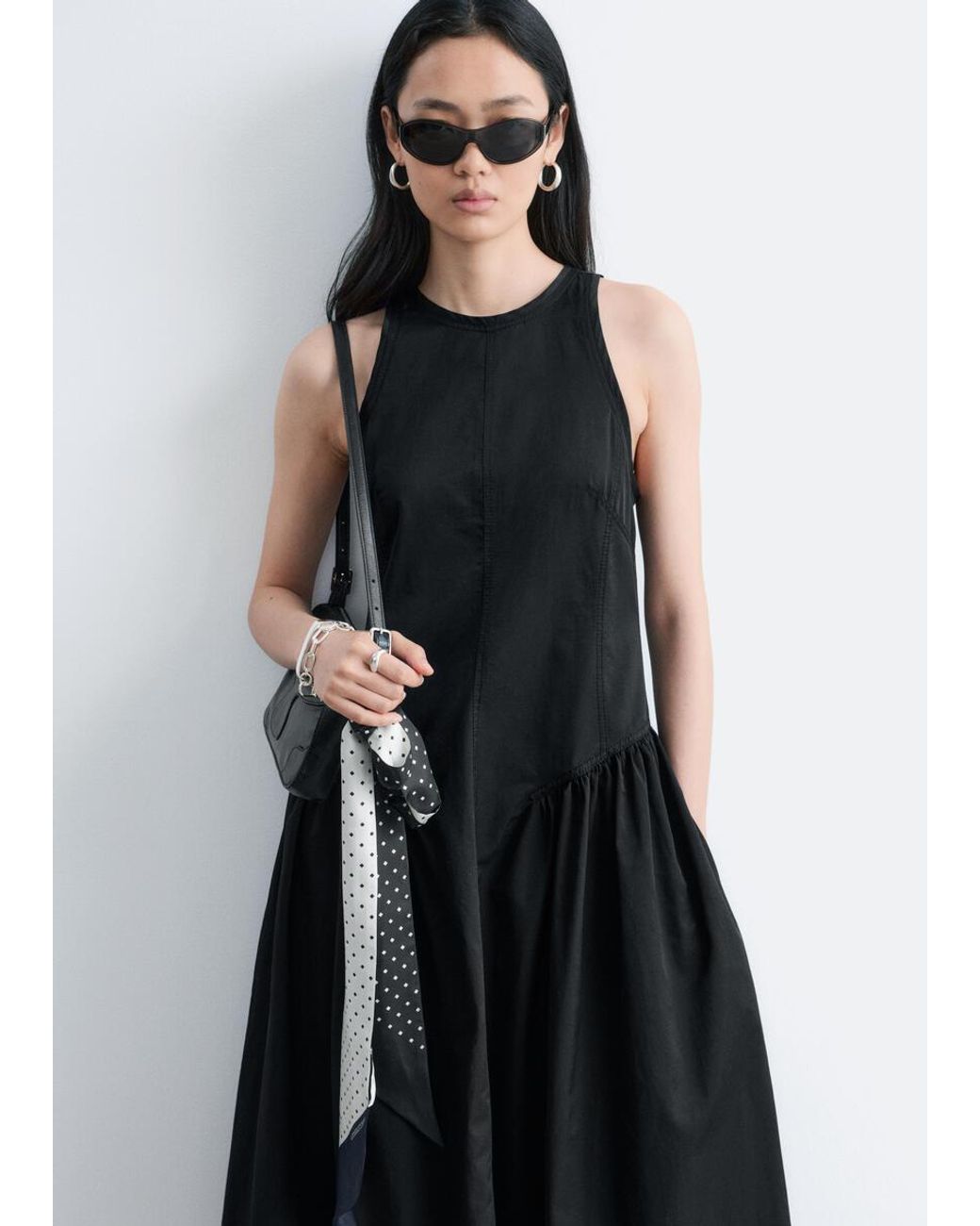 & Other Stories Black Flared Midi Dress