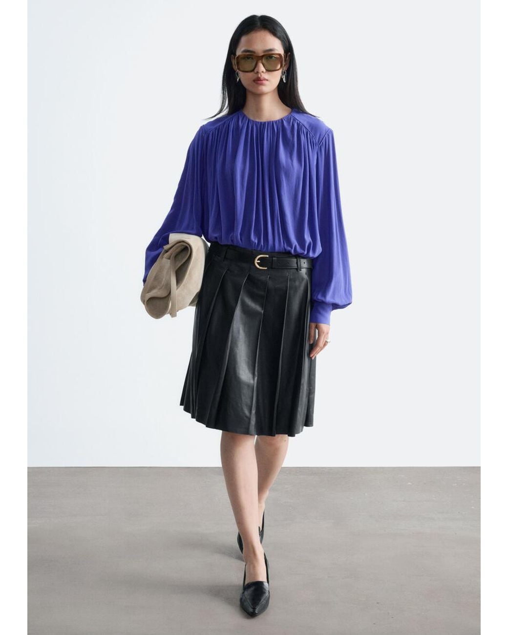 & Other Stories Blue Gathered Blouse