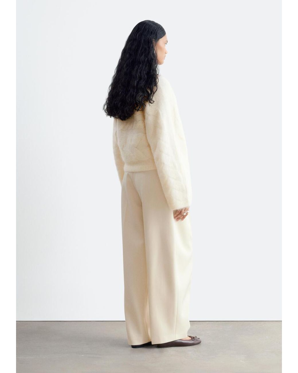 & Other Stories White Mohair-Blend Cable-Knit Jumper