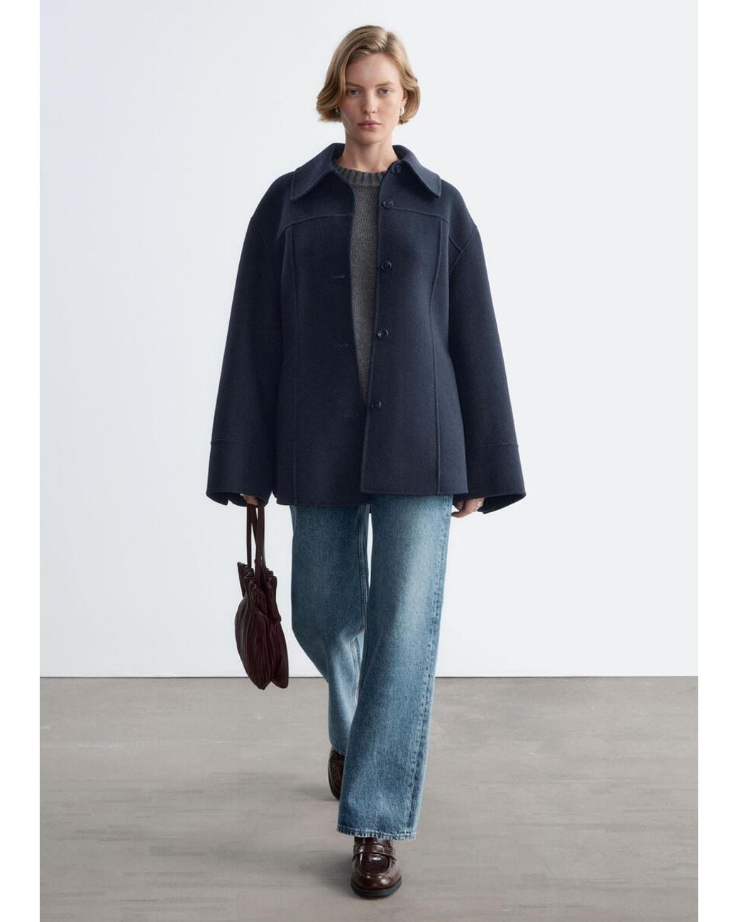 & Other Stories Blue Tapered Wool Jacket