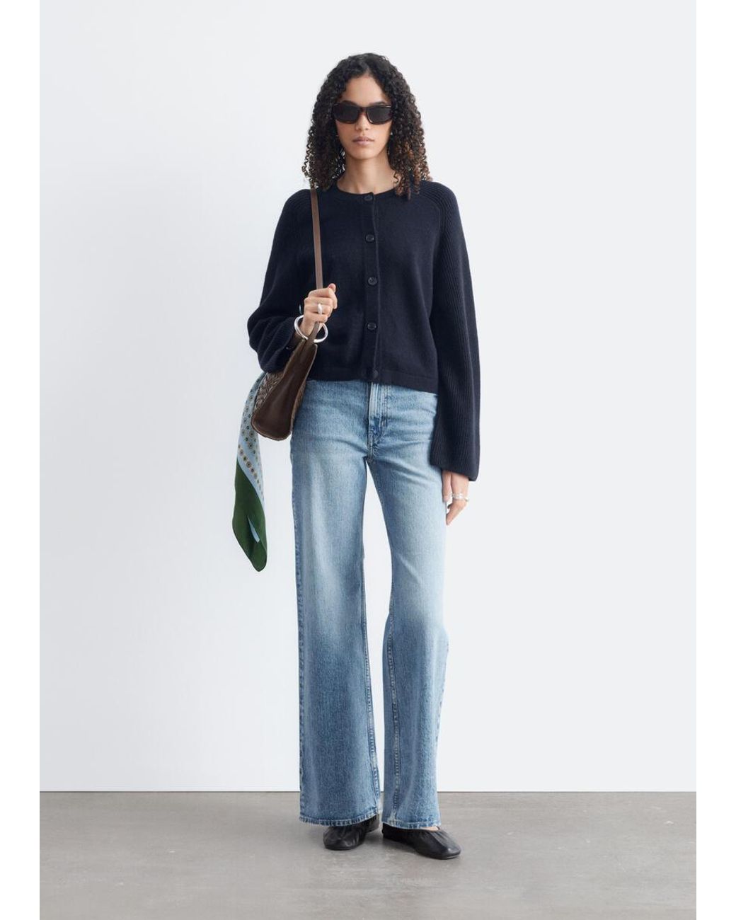 & Other Stories Blue Relaxed Wool-Cotton Cardigan