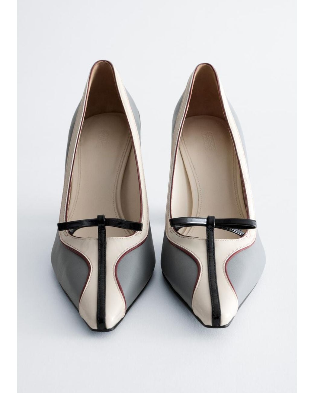 & Other Stories White Bow-Detail Leather Pumps