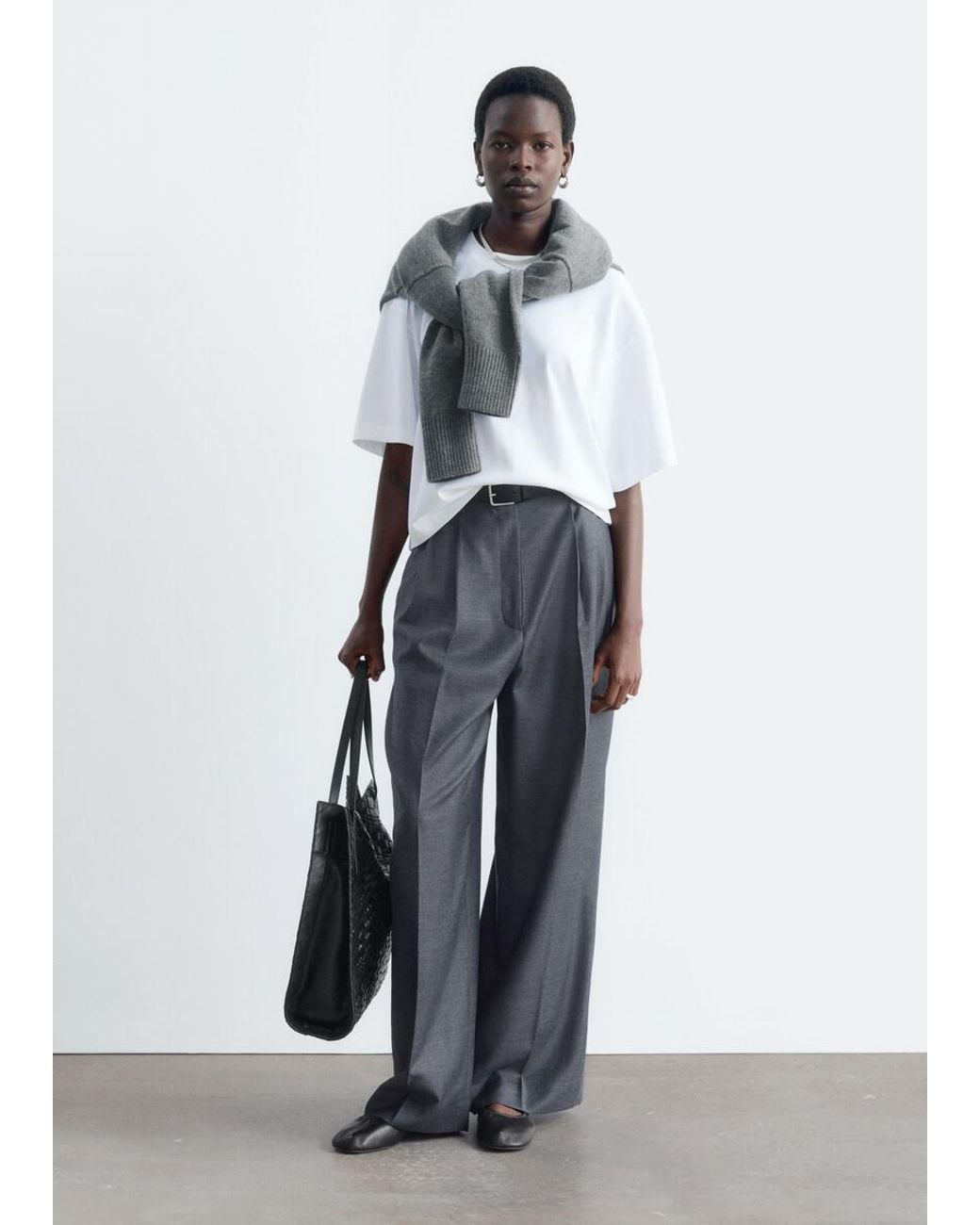 & Other Stories White High-Waist Tailored Trousers