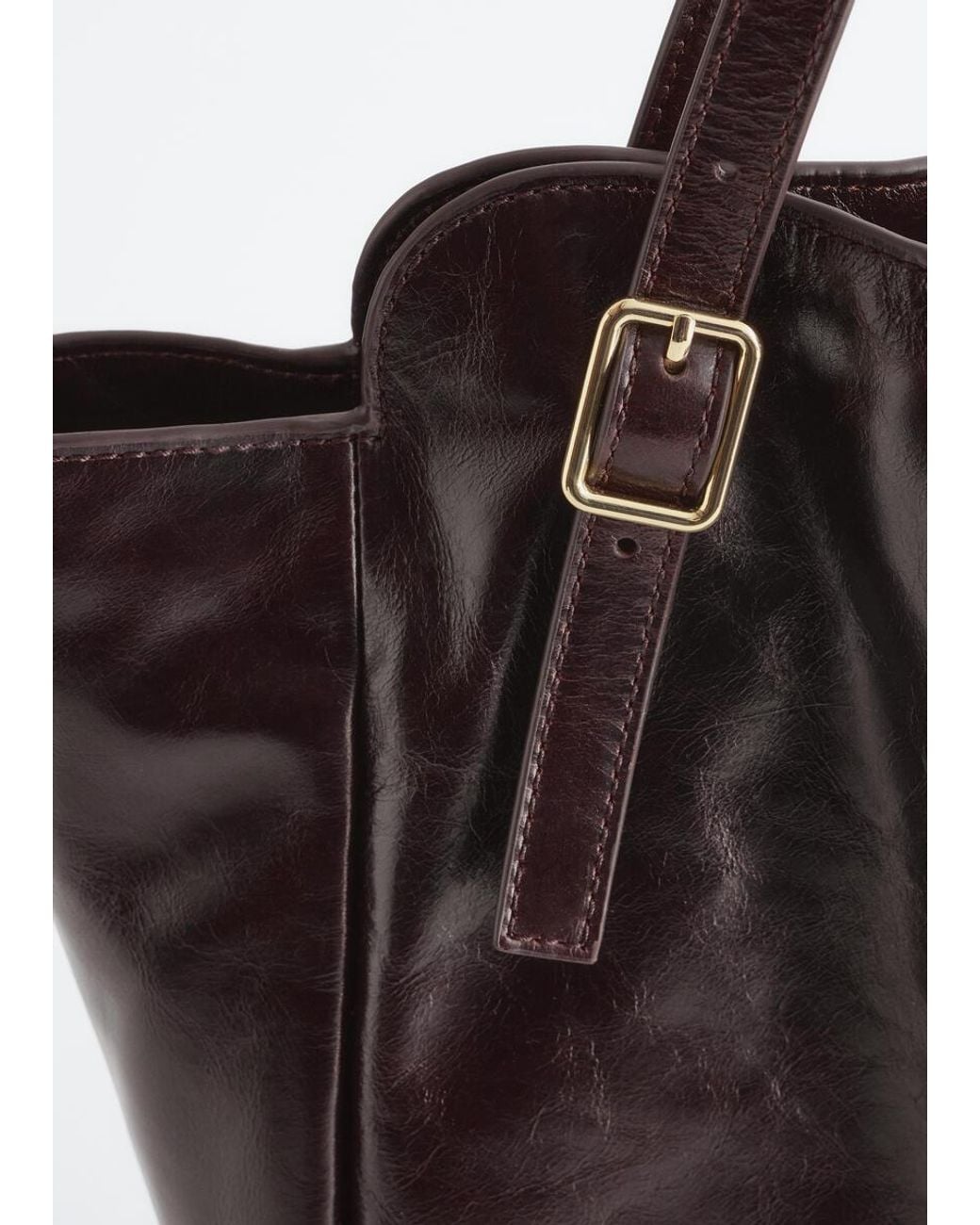 & Other Stories Brown Buckle-Strap Leather Tote