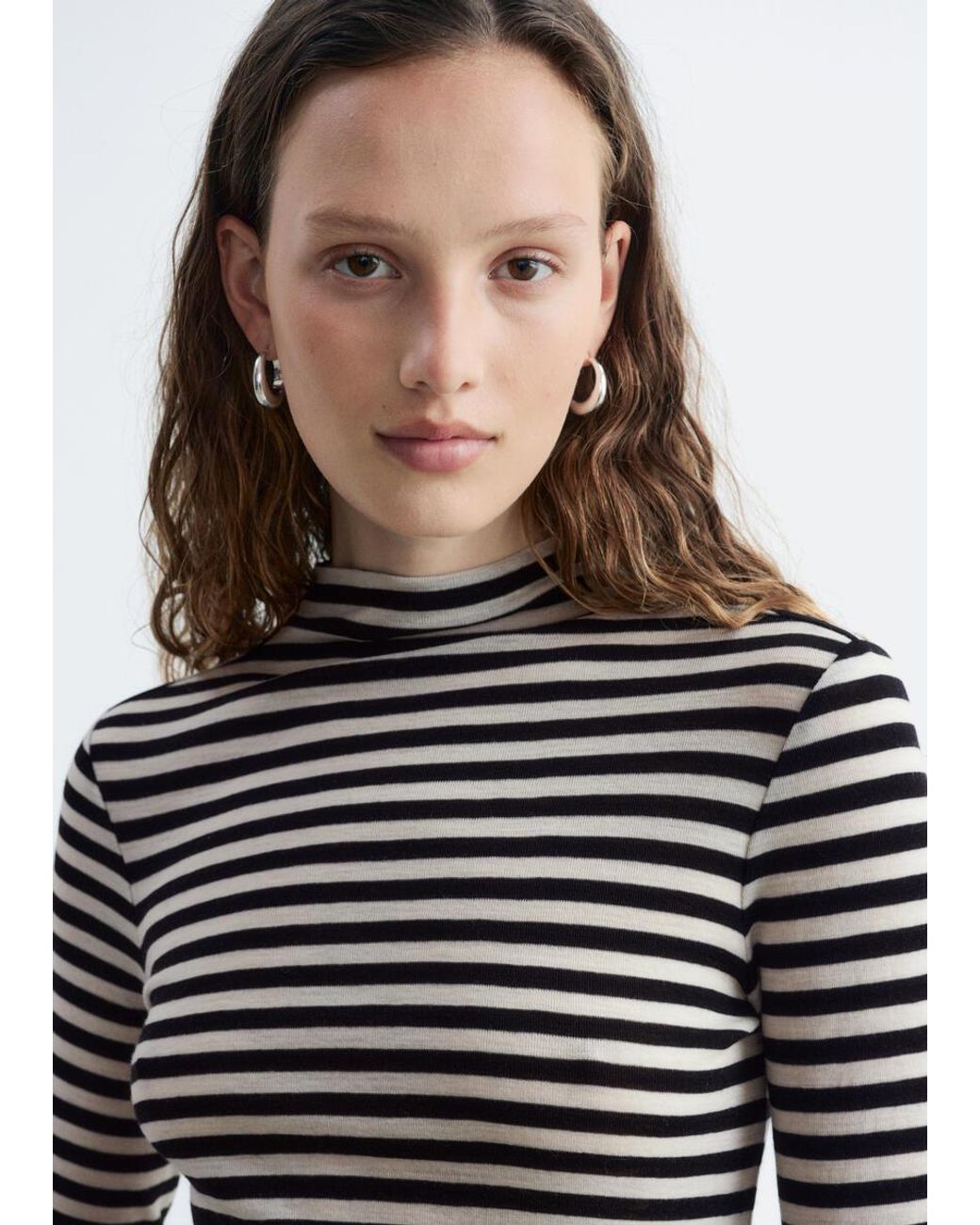 & Other Stories White Wool Mock-Neck Top