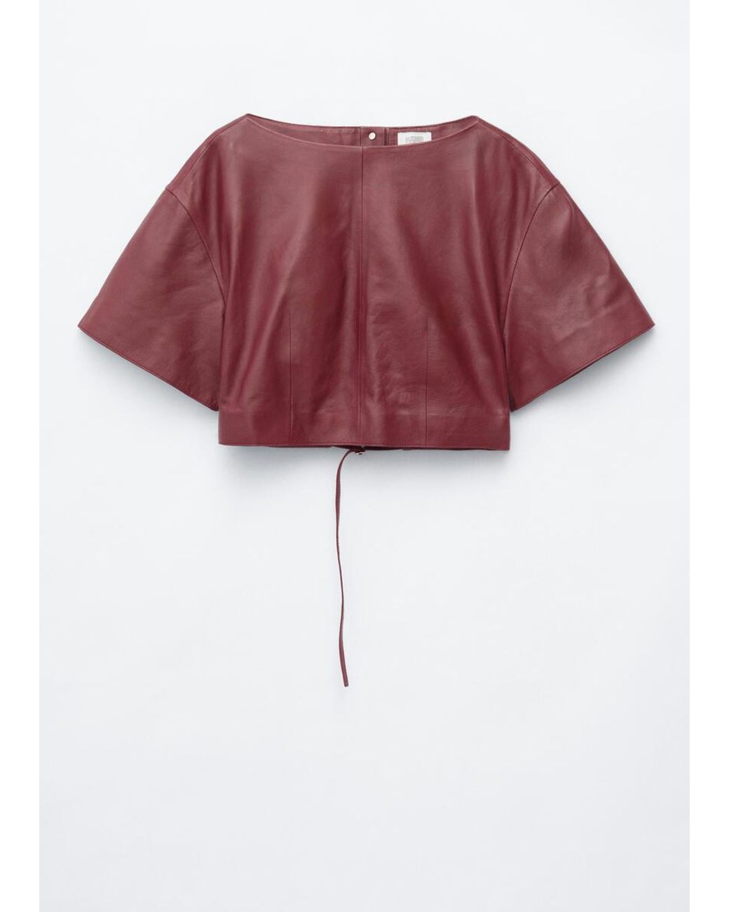 & Other Stories Red Tie-Back Leather Top