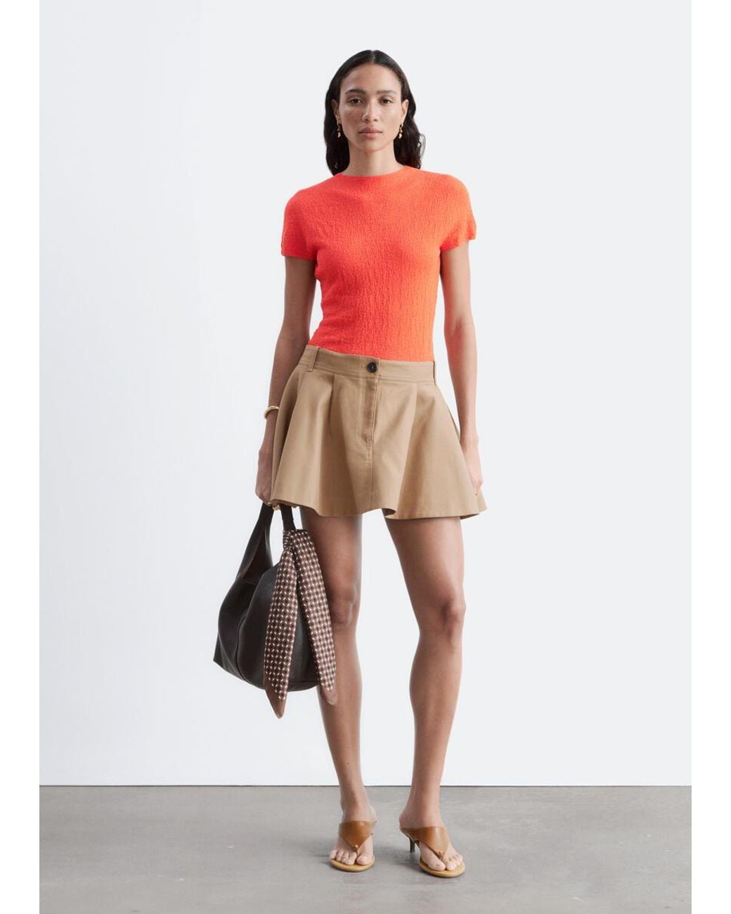 & Other Stories Red Mock-Neck Top