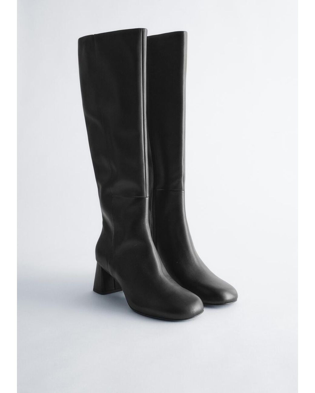 & Other Stories Gray Knee-High Leather Boots