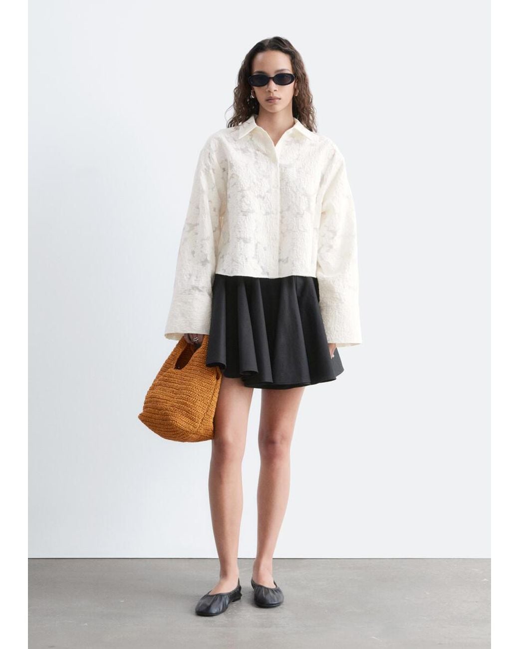 & Other Stories White Relaxed Jacquard Blouse