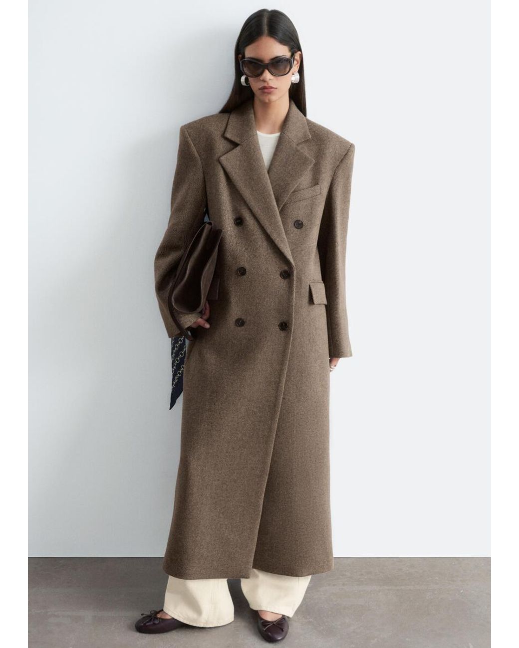 & Other Stories White Long Wool Coat