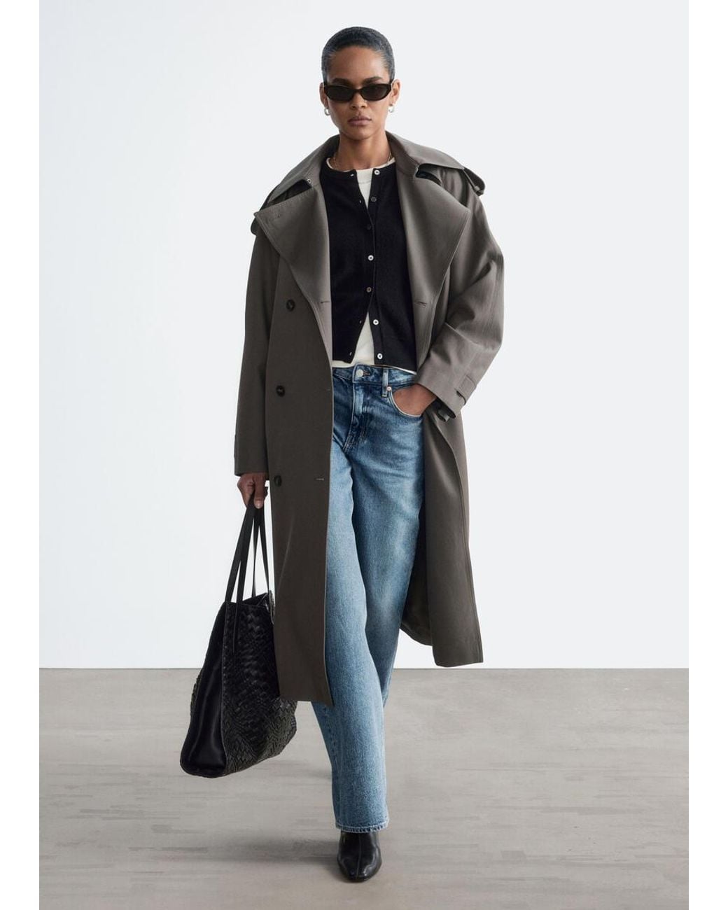 & Other Stories Gray Relaxed Trench Coat