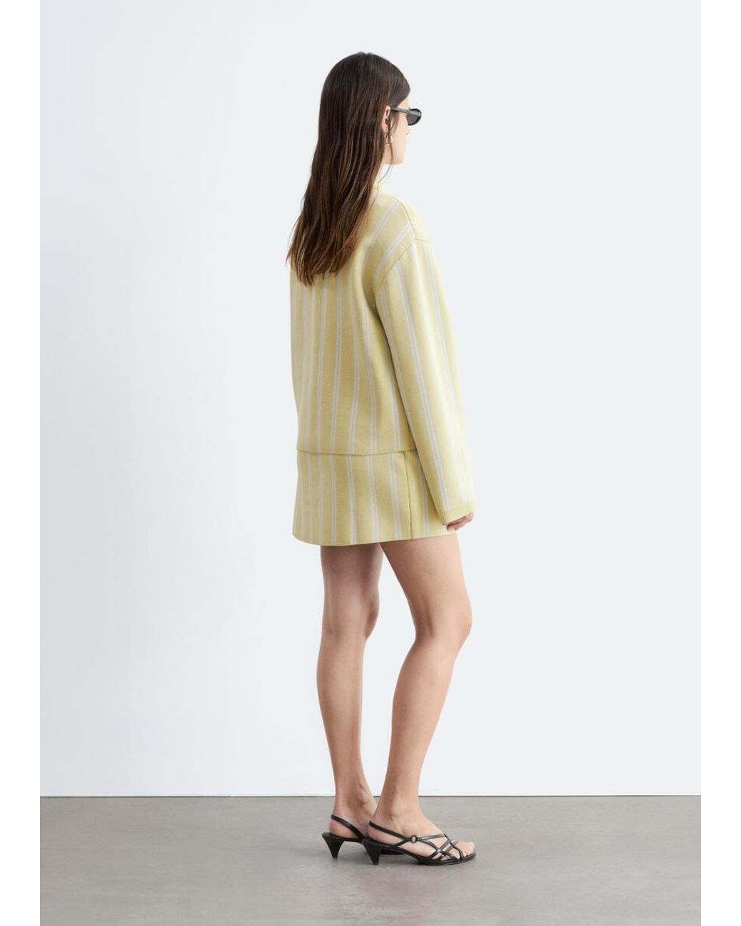 & Other Stories Metallic Oversized Polo-Knit Cardigan