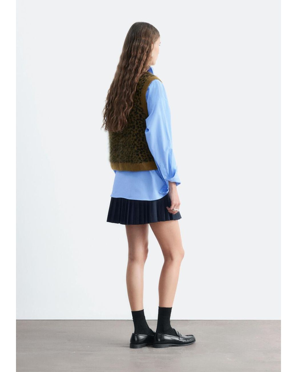 & Other Stories Blue Brushed Wool Jacquard Vest