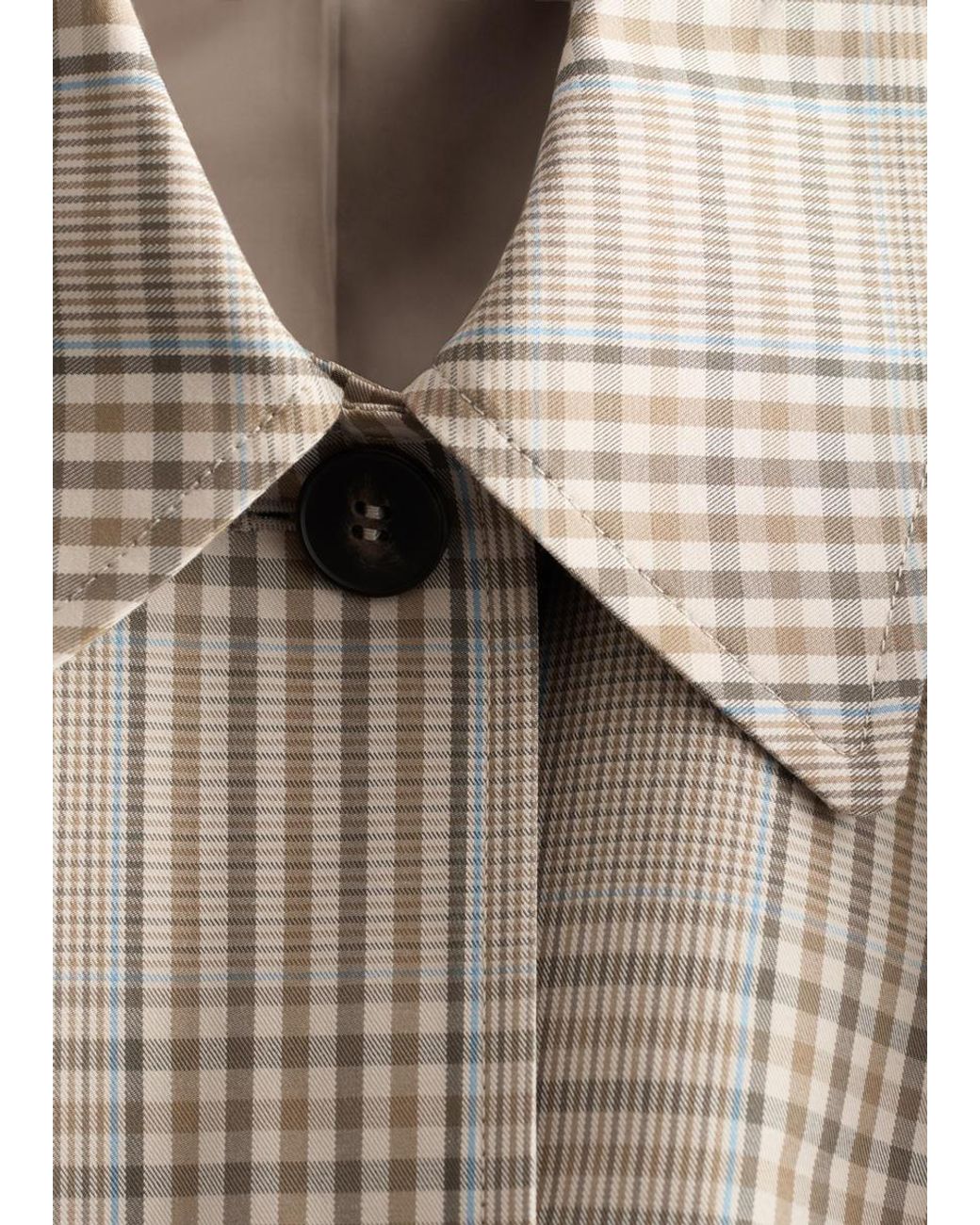 & Other Stories White Checked Buckle-Belt Trench Coat