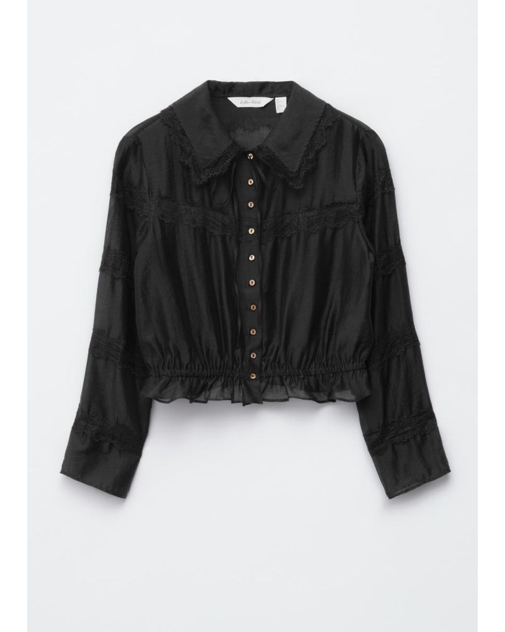 & Other Stories Black Long-Sleeve Lace Blouse