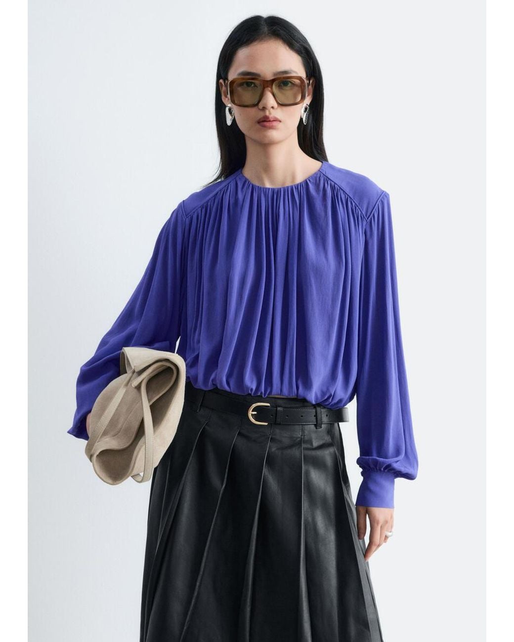 & Other Stories Blue Gathered Blouse